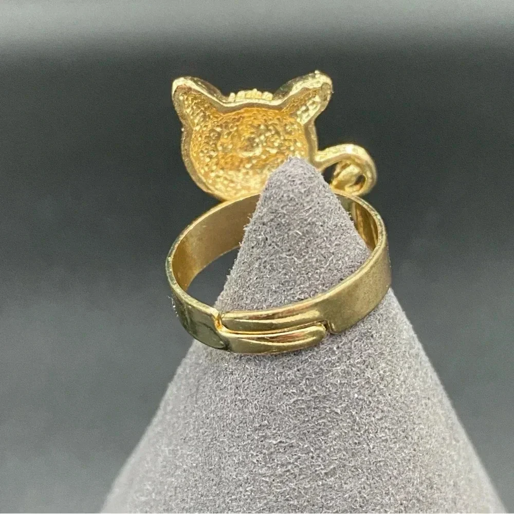 Rhinestone Bling Cat Ring - Adjustable